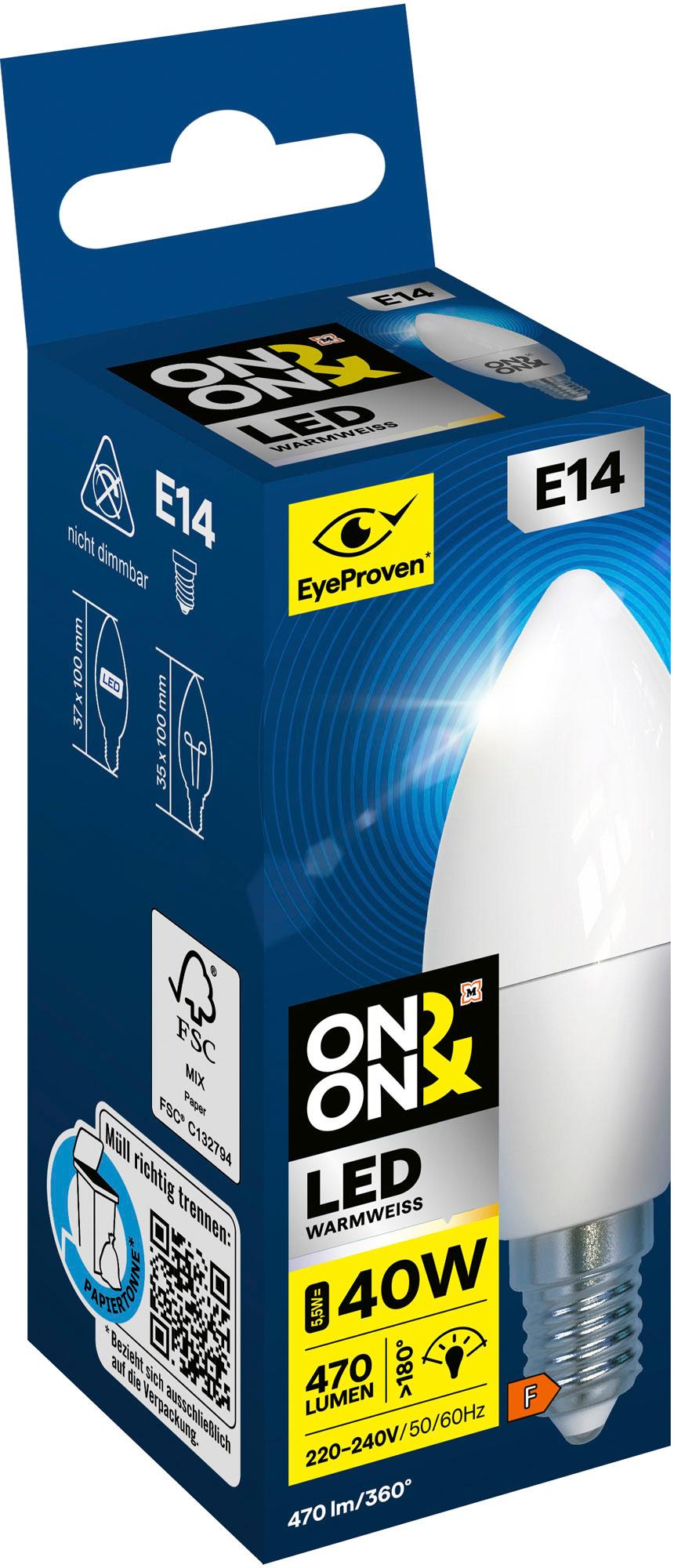 ON&ON LED-Lampe SMD Kerze E14 40 Watt