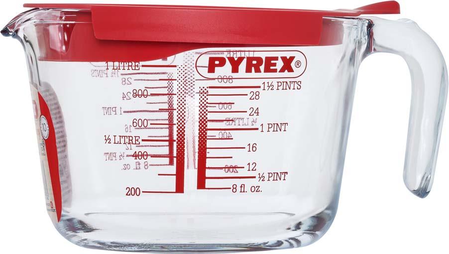 PYREX Messbecher aus Glas mit Deckel 1l