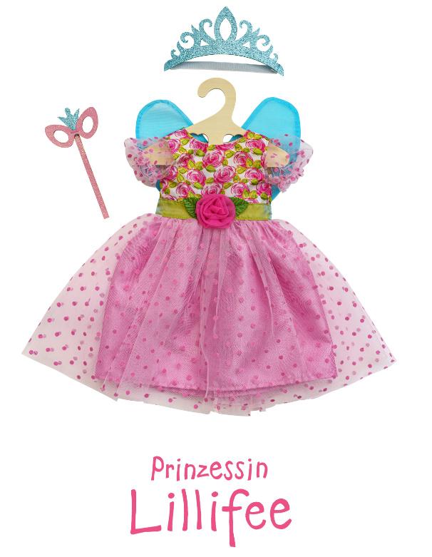 Heless - Puppenkleid"Prinzessin Lillifee"mit Glitzerkrone und Augenmaske, 3-teilig, Gr. 28-35 cm