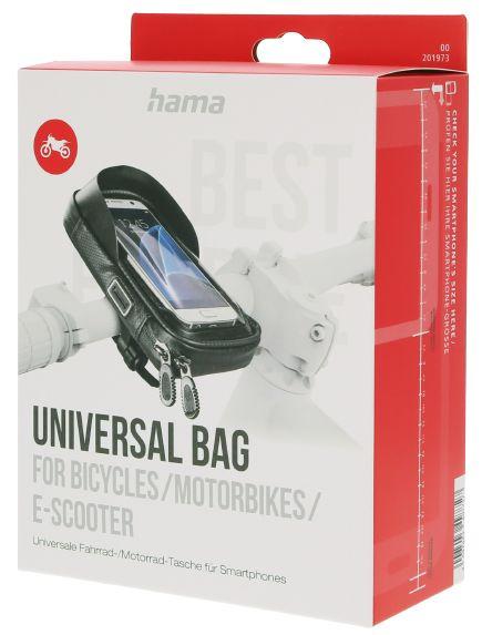 HAMA Handy Fahrrad-/Motorrad-Tasche, 360 Grad drehbar, wasserabweisend